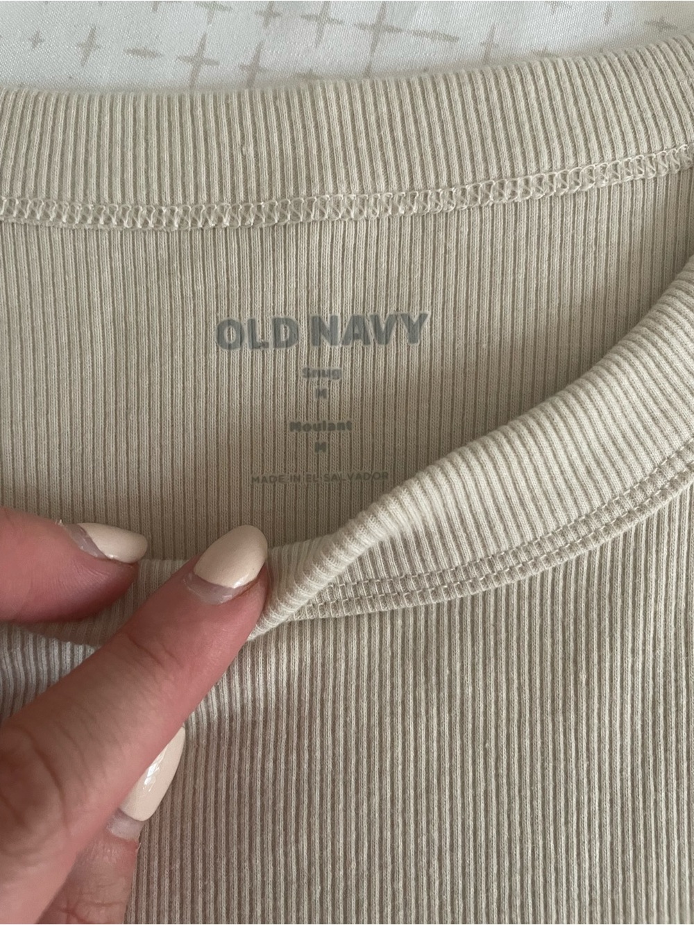 Old Navy Cream Ribbed Racerback Tank Top - Picture 2 of 2
